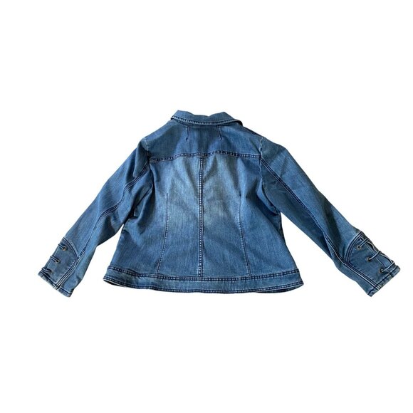 Christopher & Banks Womens Denim Jacket XL Blue Zip Front - Picture 2 of 11